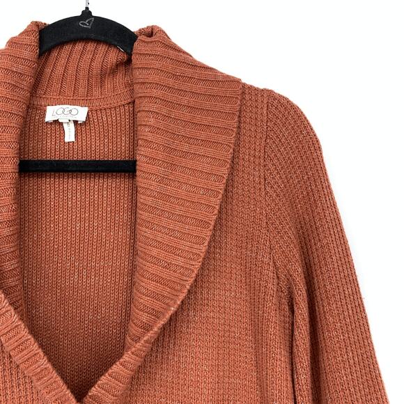 Logo By Lori Goldstein Womens Size XS Cotton Blend Cardigan Rust Brown - Picture 3 of 6